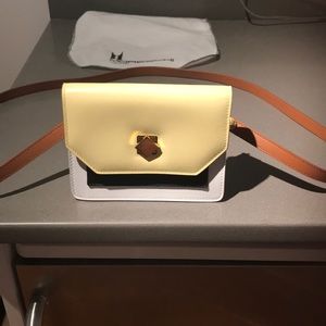 Moreschi small lime yellow black and white bag